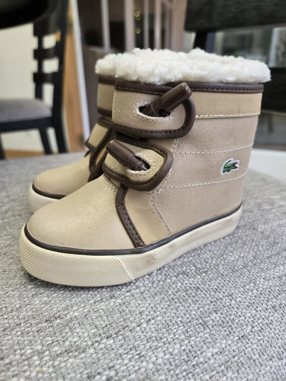 Lacoste Kids Tan and Brown Shearling Winter Boots